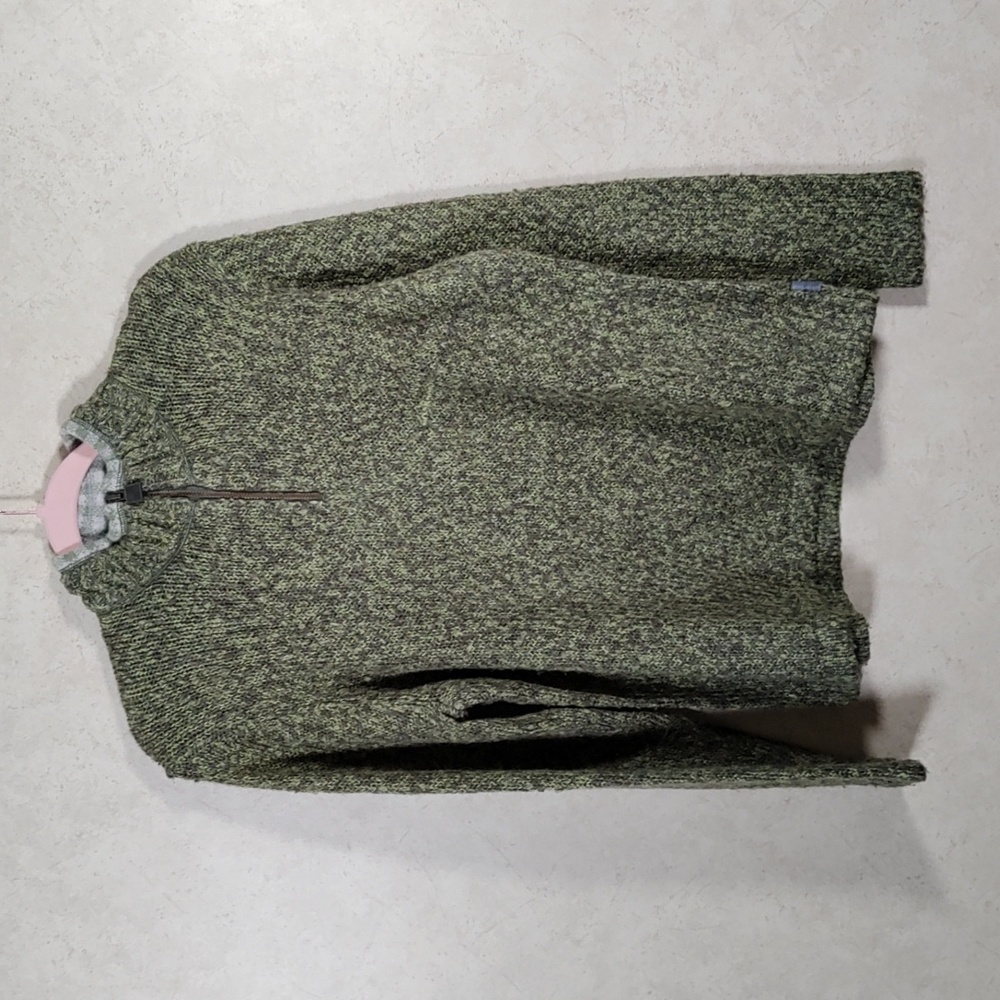 5W01 Woolrich green marbled L/S sweater with lambswool trim L